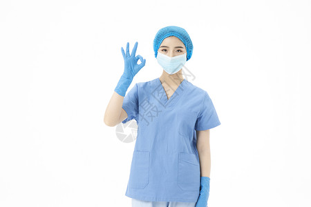 女性医生口罩手术服ok手势图片