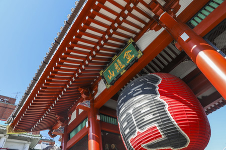 日本灯笼东京浅草寺大门和灯笼背景