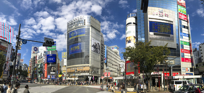 东京地标涩谷区十字路口街景全景高清图片