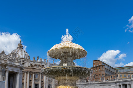 意大利喷泉意大利罗马圣彼得广场喷泉背景