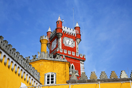 塔宫葡萄牙辛特拉佩纳宫钟楼背景