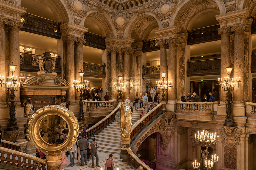 巴黎旅游景点巴黎歌剧院金碧辉煌的大厅
