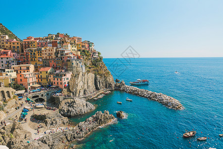 意大利五渔村彩虹墙风光背景图片