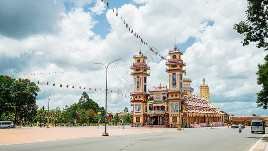 越南西宁高台教圣地建筑及标志高清图片