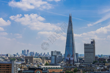 英国国会大厦英国伦敦金融城碎片大厦天际线背景