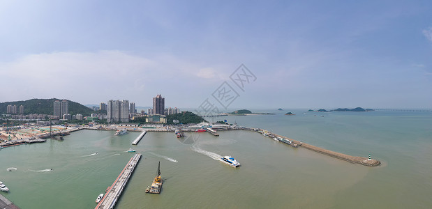 广东珠海港游轮码头全景长片背景图片