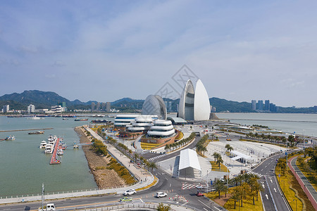 广东珠海地标大剧院建筑群背景图片