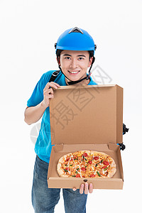 骑手外卖员送外卖比萨图片