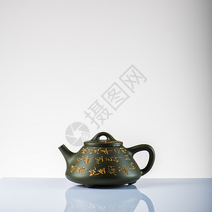 背景素材高级“绿泥石瓢”茶壶素材背景