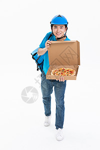 比萨盒送餐外卖小哥送外卖比萨背景
