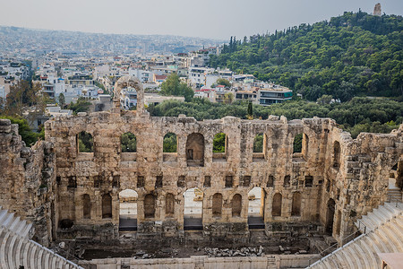 希腊雅典卫城希罗德·阿提库斯剧场背景图片