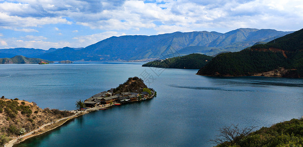 泸沽湖湖景客栈高清图片