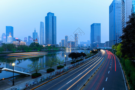 俯视路面天津市海河俯视图背景