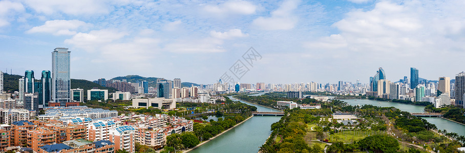 厦门白鹭洲公园全景背景