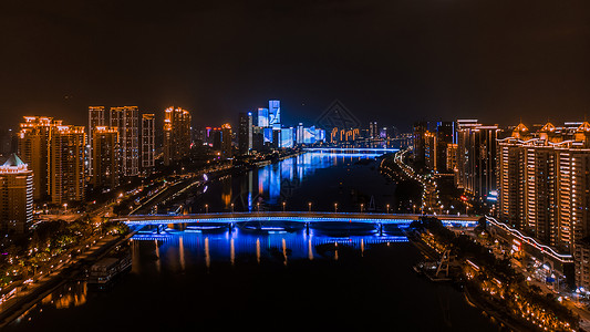 福州闽江夜景航拍高楼高清图片素材