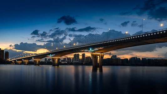 三礁江大桥长沙湘府路大桥夜景背景