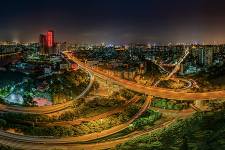 广州中山八立交桥夜景高清图片素材