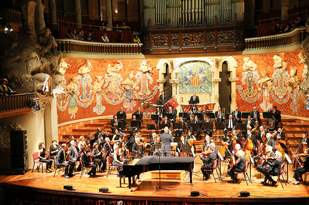 巴塞罗那音乐厅交响乐演奏高清图片