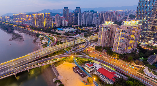 福州北江滨cbd夜景航拍高清图片