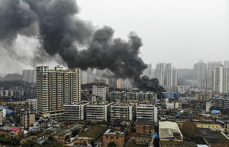 火灾报警器航拍火灾现场背景