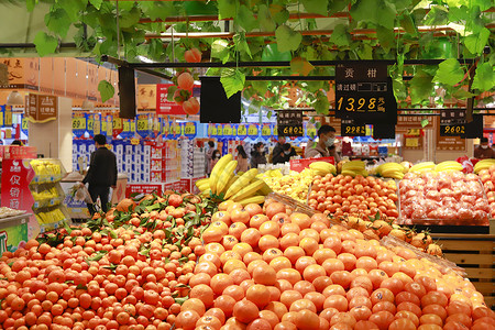 生鲜商超水果与应季蔬菜背景图片
