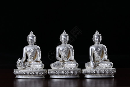 三个莲花素材尼泊尔藏传佛教纯银佛像背景