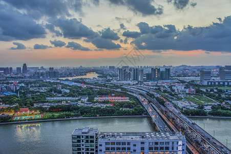 广东省广州市荔湾区珠江大桥东桥天空高清图片素材