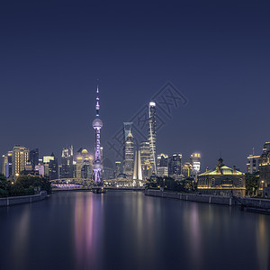 上海苏州河陆家嘴夜景风光上海地标高清图片素材