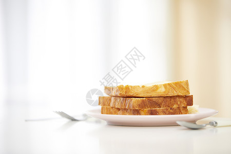 餐具整齐早餐吐司面包背景