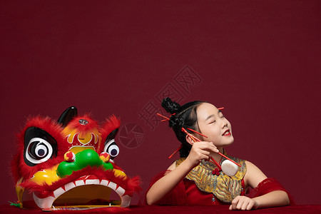 中国风潮流儿童拿着筷子图片