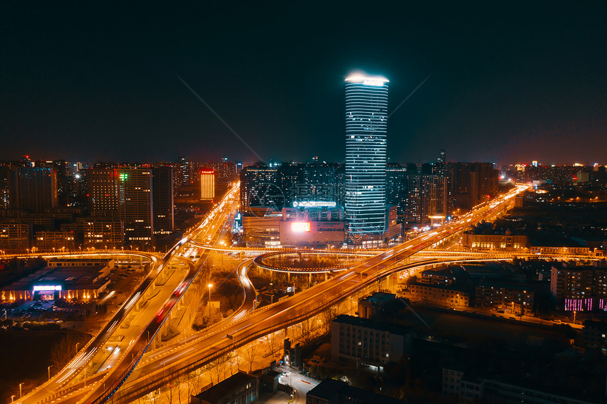 合肥地标建筑安粮城市广场夜景航拍图片