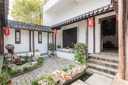 中式别墅庭院环境院子高清图片素材