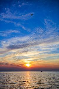 背景素材夕阳海上日落晚霞漫天背景