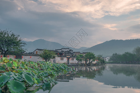 中国最美古村安徽宏村自然风光背景图片