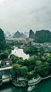 竖拍竖屏桂林风景漓江公园旅游城市背景