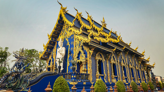 泰国清莱地标蓝庙实拍旅游高清图片素材