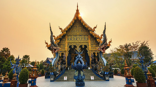 泰国清莱地标蓝庙实拍度假高清图片素材