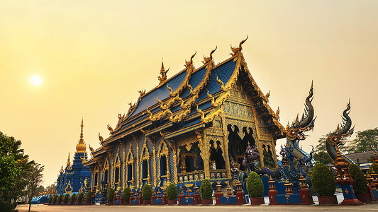 泰国清莱地标蓝庙实拍文化高清图片素材