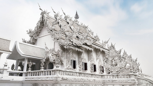 泰国清莱地标白庙实拍寺庙高清图片素材