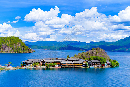 最美泸沽湖泸沽湖里格半岛背景