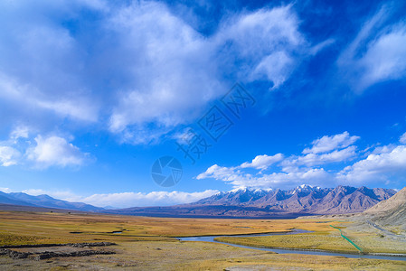 县新疆帕米尔高原塔合曼湿地背景