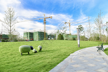 小区小道城市小区小路环境图片背景