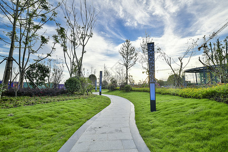 城市小区步道绿化小路步道环境环境图片背景图片
