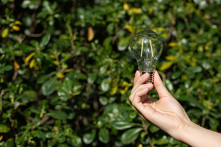 生态资源公益节能环保单手拿灯泡背景