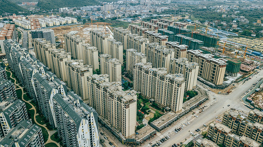 建筑工地照片航拍桂林楼盘地产交通商业区城市建设天际线背景