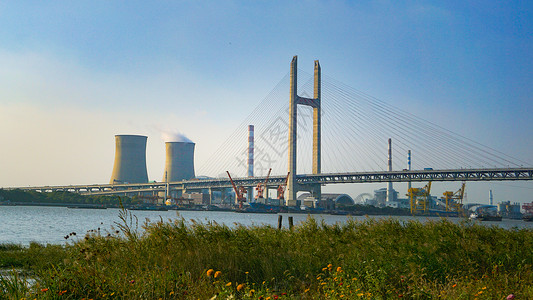 电站锅炉上海市闵浦大桥火电厂锅炉工业建筑背景