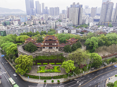 长沙天心航拍历史古建筑天心阁背景