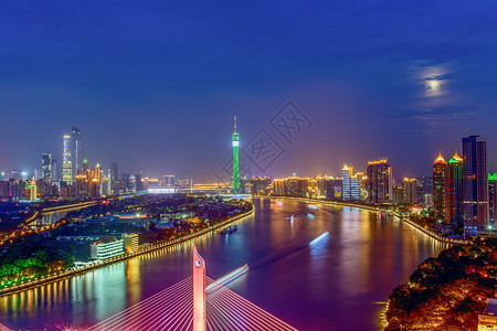 广东省广州市珠江夜色高清图片