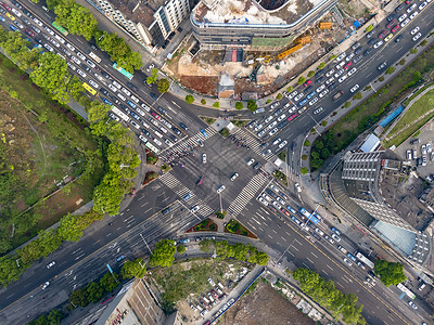 俯拍十字路口俯拍十字交叉路车流量背景