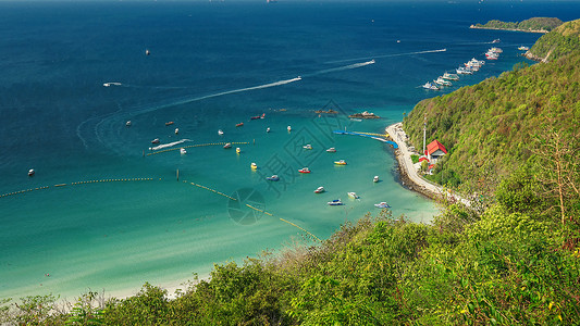 旅游岛泰国芭堤雅阁兰岛海滨海岸线游船自然风光背景